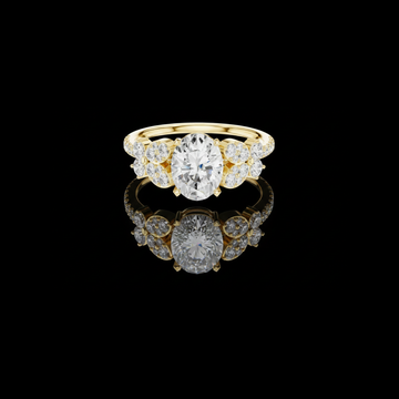 Oval Lab Diamond Cluster Setting Engagement Ring