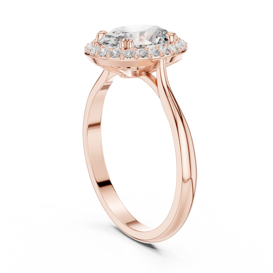 Oval Solitaire Halo Moissanite Diamond Ring with Cathedral Setting - View 2