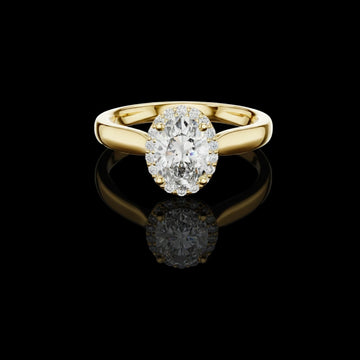 Oval Cut Halo Solitaire Lab Diamond Ring