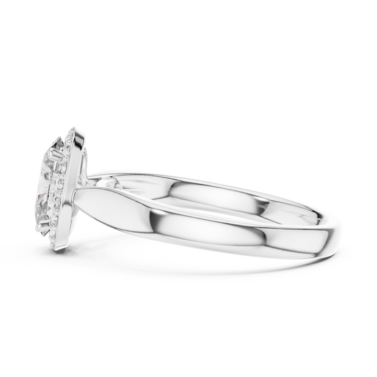 Oval Cut Halo Solitaire Lab Diamond Ring - View 2
