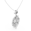 Intricate Oval Lab Grown Diamond Marquise Sunburst Halo Pendant - View 9