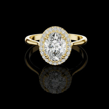 Oval Solitaire Halo Lab Diamond Ring with Cathedral Setting