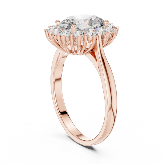 Oval Cut Cluster Halo Moissanite Diamond Ring - View 2