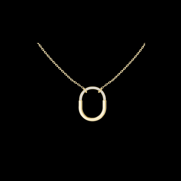 U Shape Hardware Pattern Statement Pendant with Round Lab Grown Diamond