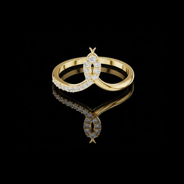 Snake Bypass Round Cut Moissanite Diamond Ring