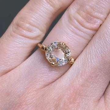 Round Rose Cut Lab Diamond Solitaire Engagement Ring