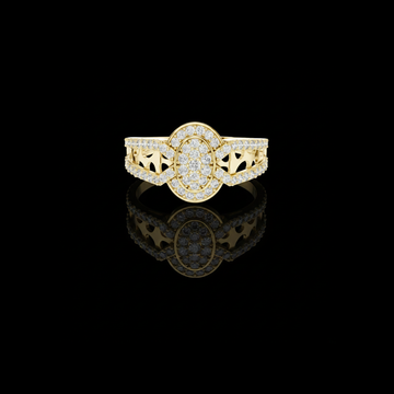 Round Cut Moissanite Diamond Cluster Split Shank Ring