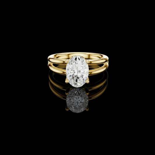 Solitaire Split Shank Oval Cut Lab Diamond Ring