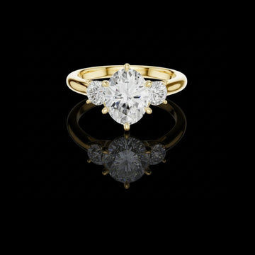 Oval Cut Lab Diamond Ring with Round Side Stones
