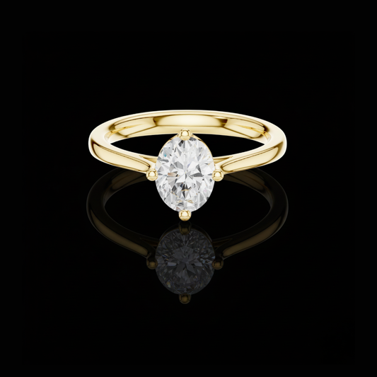 Oval Cut Moissanite Diamond Solitaire Engagement Ring With Four Prong