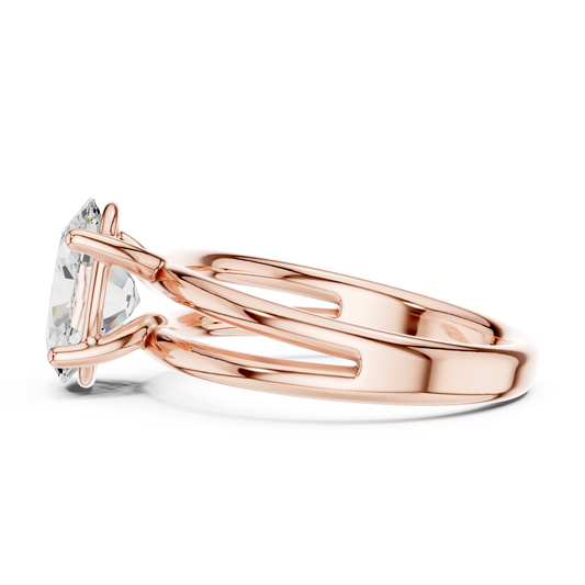 Solitaire Split Shank Oval Cut Lab Diamond Ring - View 2