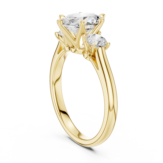 Oval Cut Lab Diamond Ring with Round Side Stones - View 2