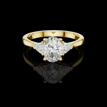Oval Cut Lab Diamond Three Stone Wedding Ring For Women