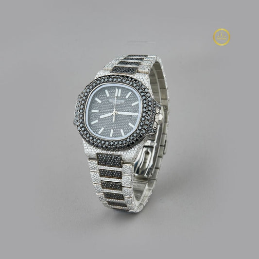 Elegant Black Dial Exquisite Luxury Black and White Lab Grown Diamond Iced Out Watch for Men – Full Pave Premium Design by Ivevar Luxury