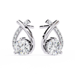 Teardrop Inspired Round Moissanite Diamond Earrings with Pave Accents - View 3