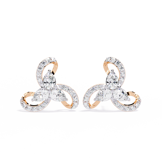 Exquisite Trio Lab Diamond Stud Earrings with Pear and Round Cut Accents - View 2