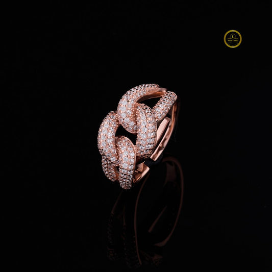 Pave Moissanite Diamond Chain Link Statement Ring - View 2