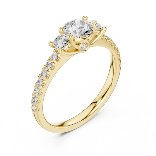 Pave Setting Round Cut Lab Diamond Engagement Ring - View 2