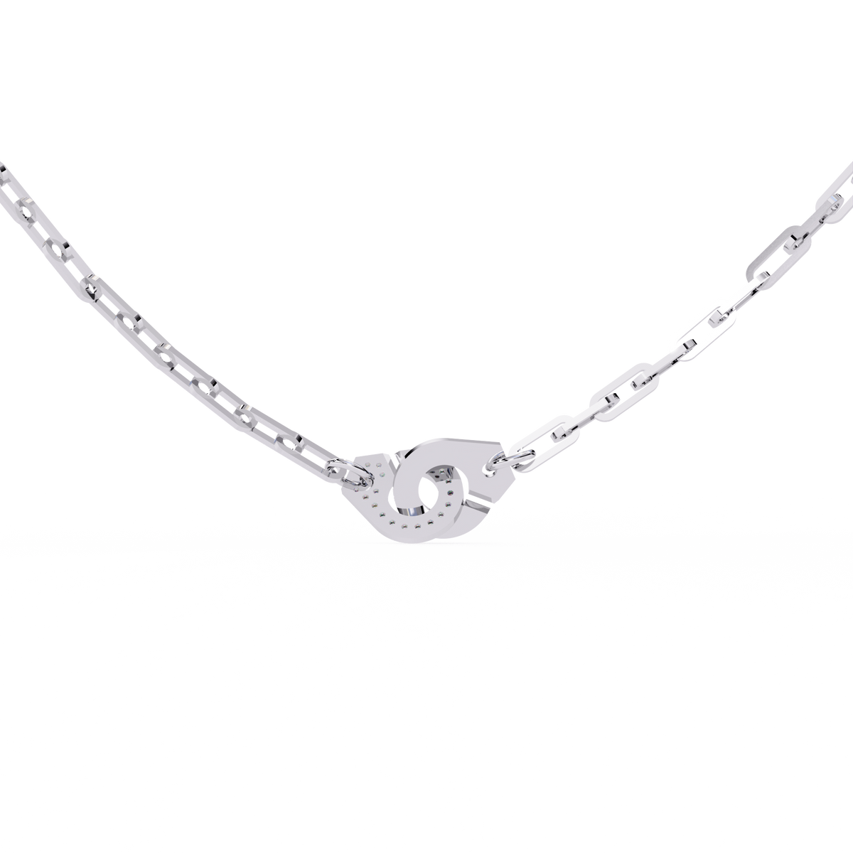 Clip Chain Necklace with Pave Lab Grown Diamond Clasp - View 10