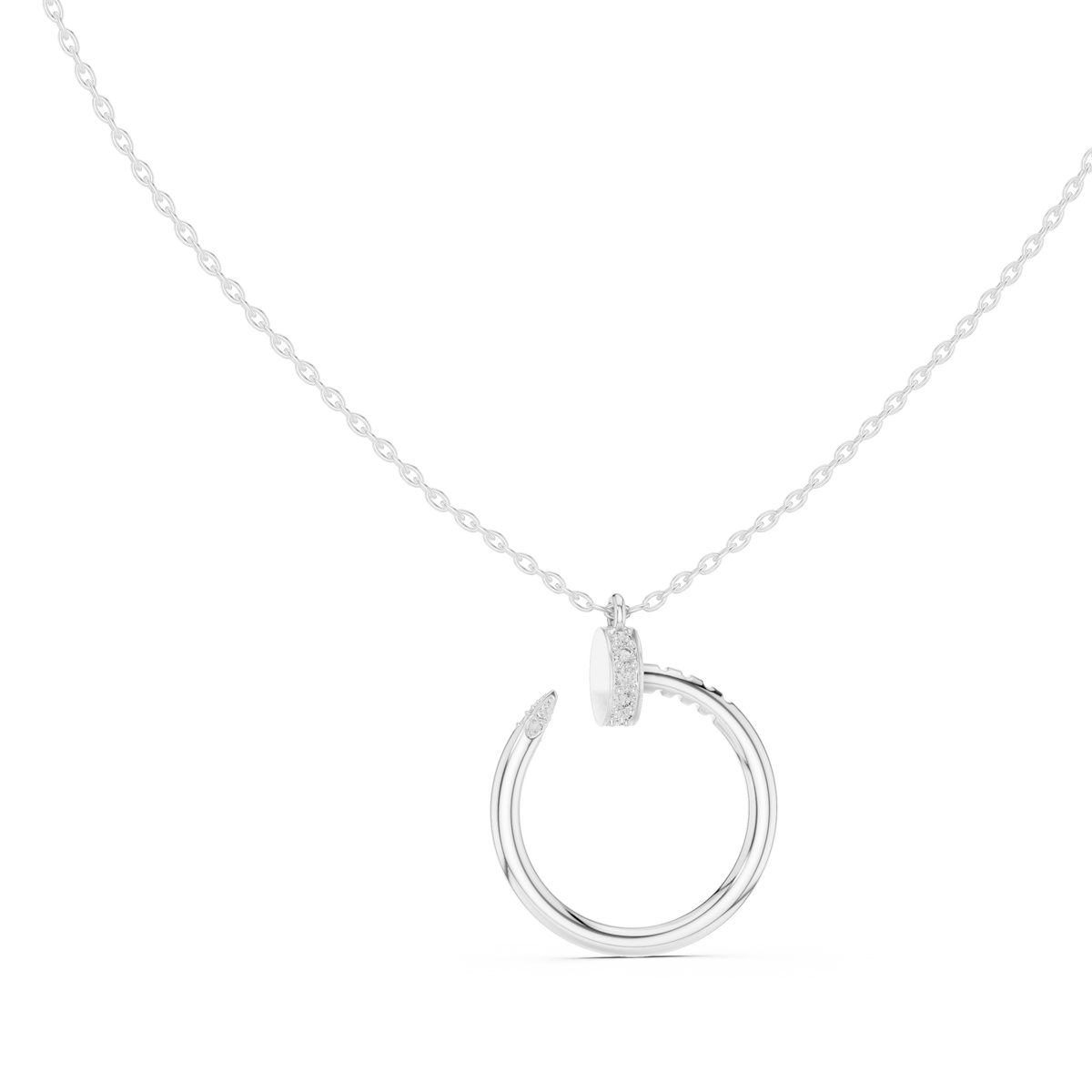 Spiral Hardware Pattern Statement Pendant with Round Moissanite Diamond - View 3