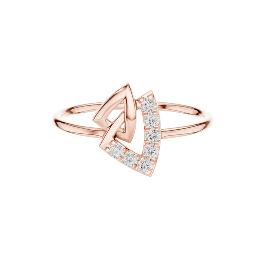 Triangle Pave Moissanite Diamond Interlocking Ring - View 2