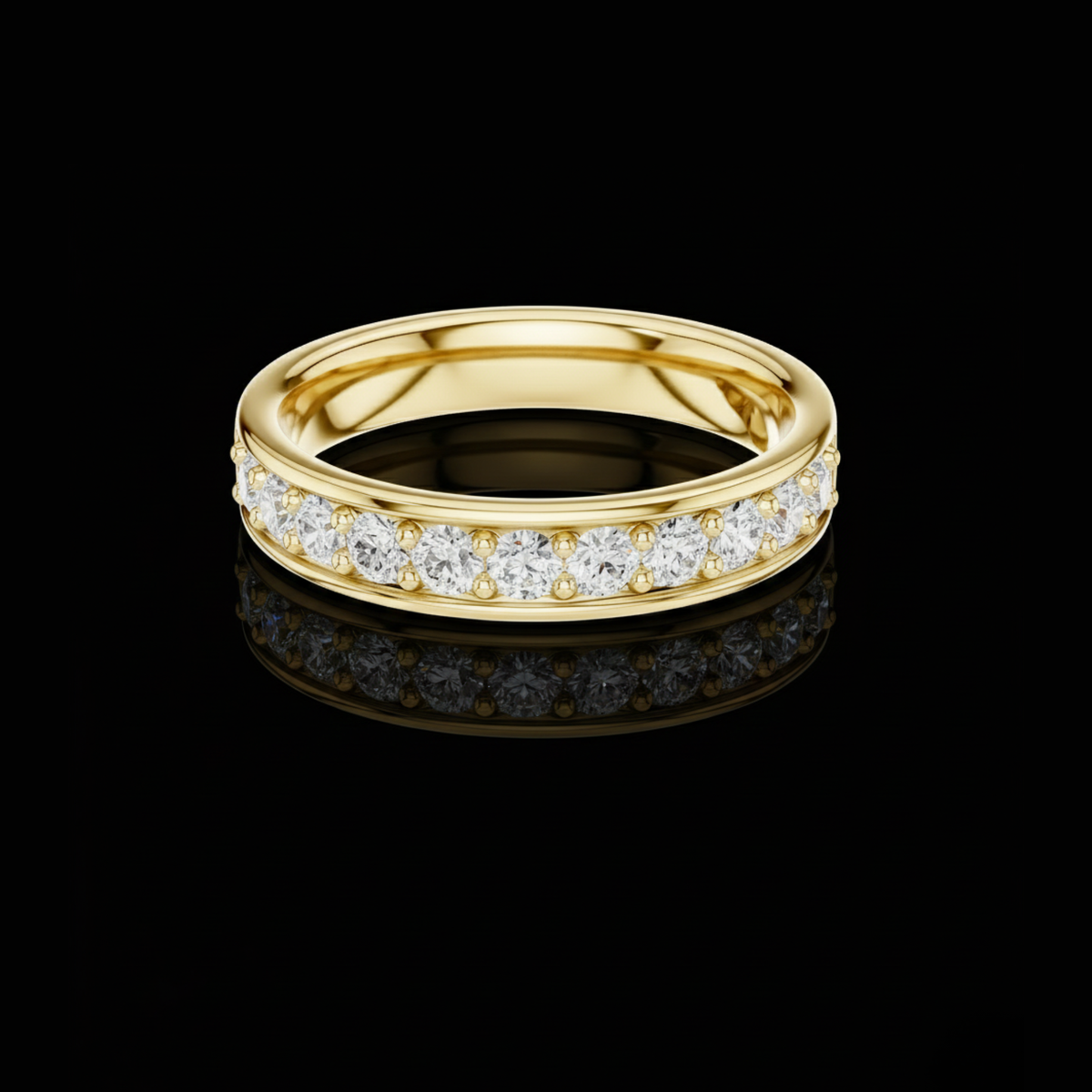 Channel Set Round Moissanite Diamond Eternity Ring For Women