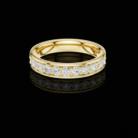 Channel Set Round Moissanite Diamond Eternity Ring For Women