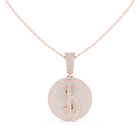 Men's Fully Iced Out Dollar Symbol Circle Charm Pendant with Moissanite Diamond - View 2