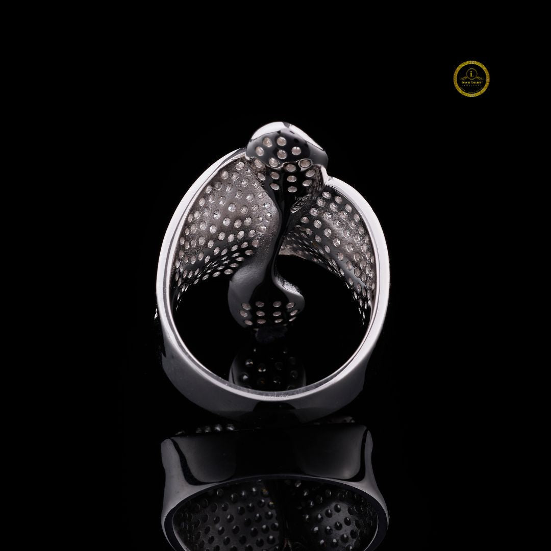 Round Cut Lab Grown Diamond Men's Organic Fluid Wave Full Pave Statement Band - View 3