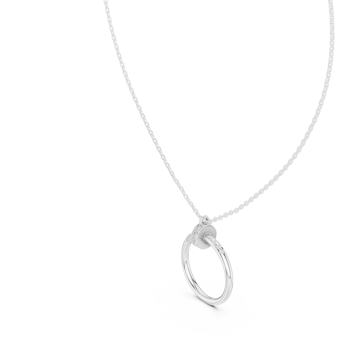 Spiral Hardware Pattern Statement Pendant with Round Lab Grown Diamond - View 12