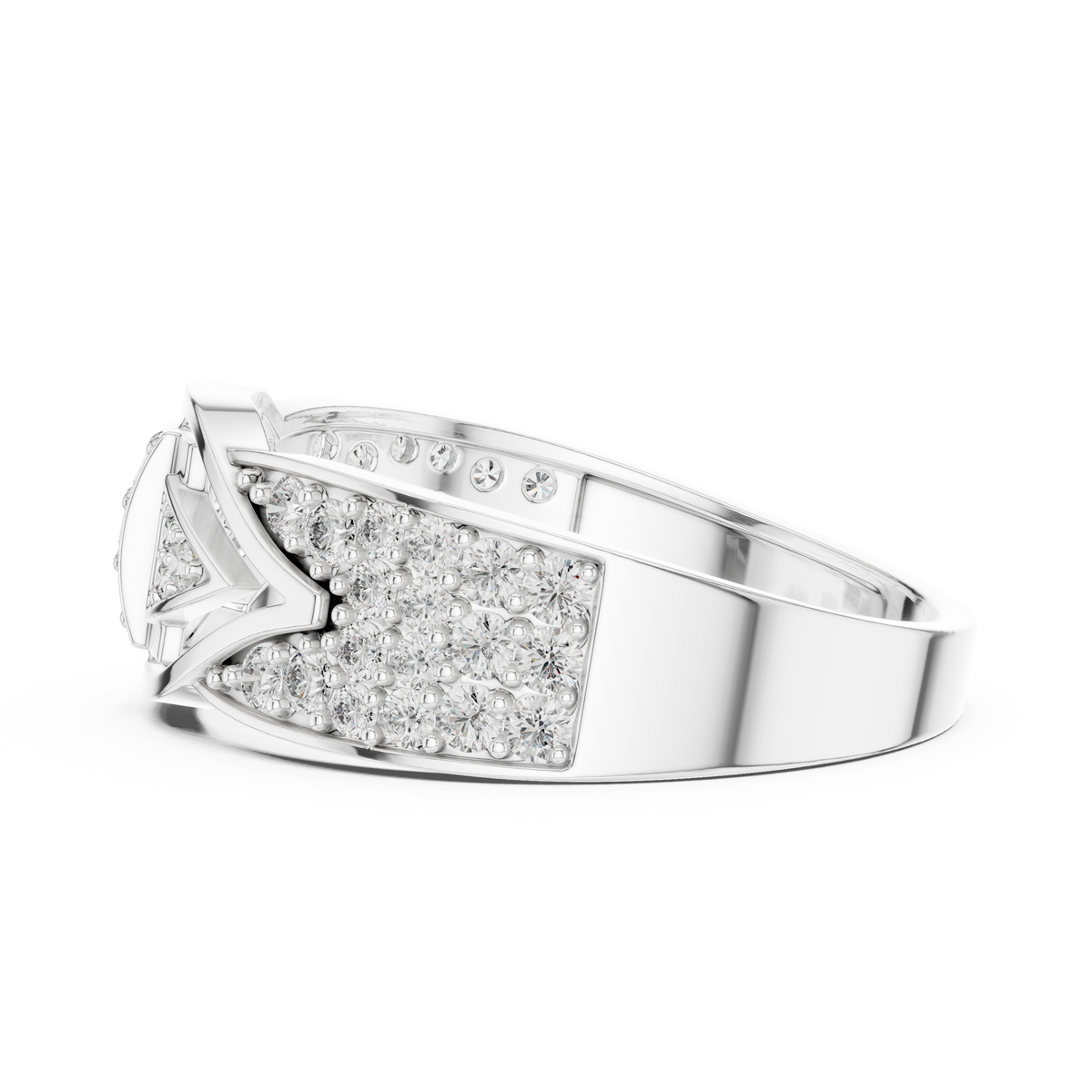 Round Cut Moissanite Diamond Men's Geometric Arrowhead Statement Band - View 12