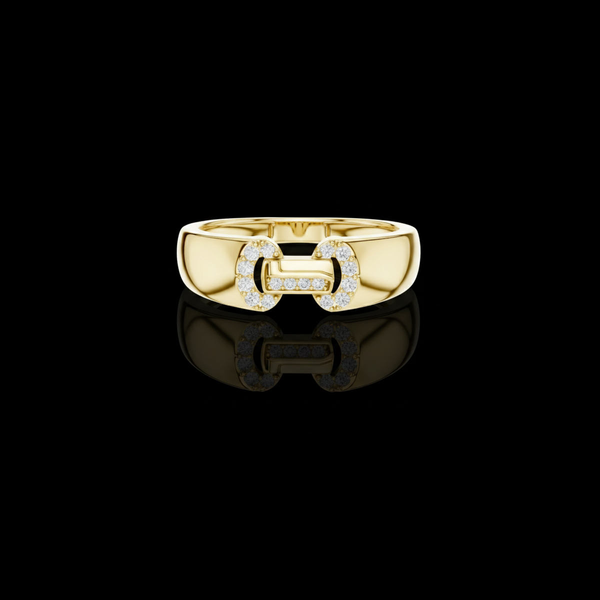 Round Cut Lab Grown Diamond Men's Equestrian Openwork Link Wedding Band