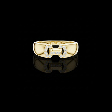 Round Cut Moissanite Diamond Men's Equestrian Openwork Link Wedding Band