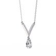 V Curved Chevron Pear Moissanite Diamond Drop Necklace - View 4