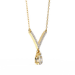 V Curved Chevron Pear Lab Grown Diamond Drop Necklace - View 2