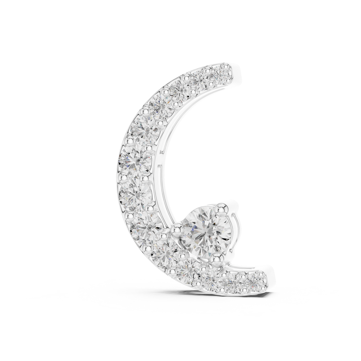 Crescent Moon Pendant with Pave Round Lab Grown Diamond - View 3