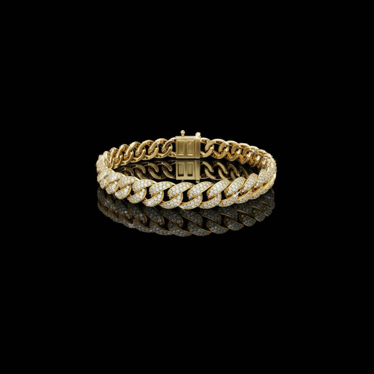 Round Cut Moissanite Diamond Miami Cuban Link Bracelet