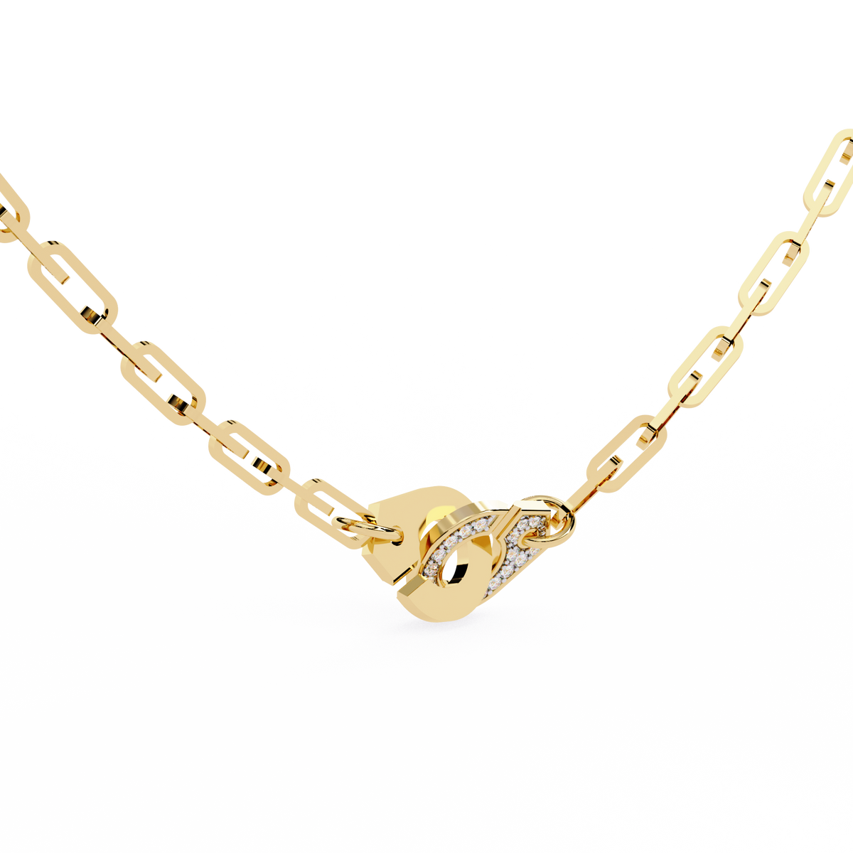 Clip Chain Necklace with Pave Moissanite Diamond Clasp - View 2