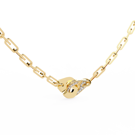 Clip Chain Necklace with Pave Moissanite Diamond Clasp - View 2
