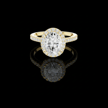 Oval Halo Lab Grown Diamond with Pave Cathedral Band Ring