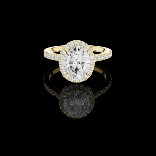 Oval Halo Lab Grown Diamond with Pave Cathedral Band Ring