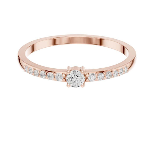 Delicate Pave Setting Round Cut Lab Diamond Engagement Ring - View 2