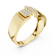 Round Cut Lab Grown Diamond Men's Square Cluster & Curved Arc Ring - View 4