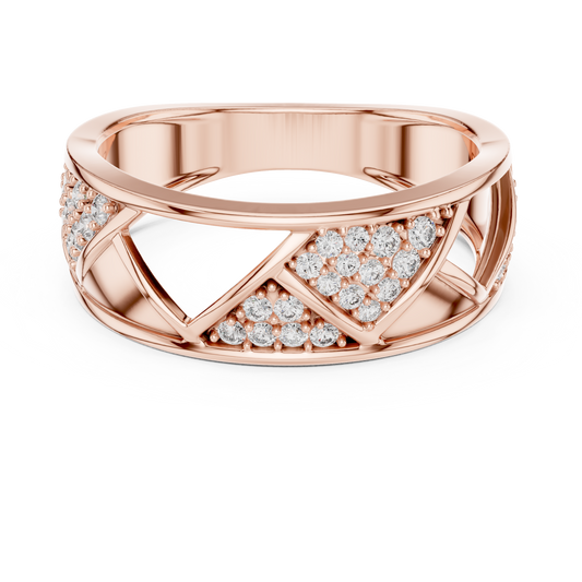 Round Cut Moissanite Diamond Men's Triangular Pave Pattern Statement Ring - View 2