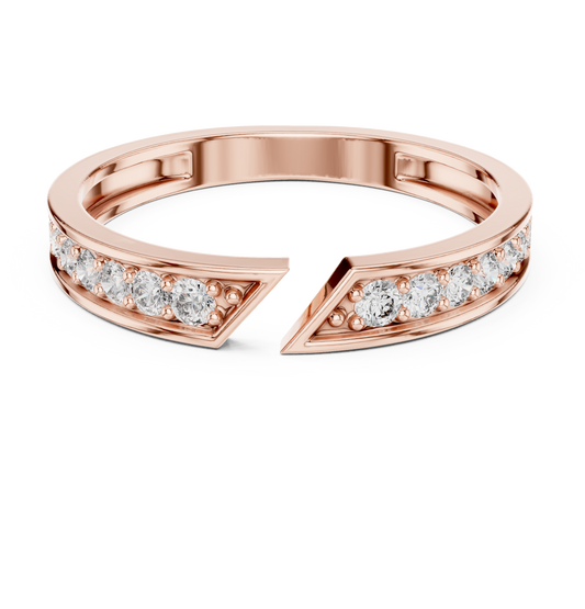Round Cut Open Chevron Moissanite Diamond Stackable Wedding Band - View 2