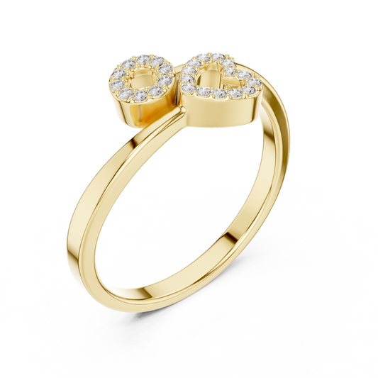 Round Cut Moissanite Diamond Heart And Circle Engagement Ring - View 2