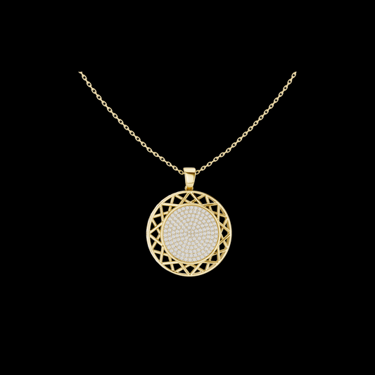 Circular Medallion Pendant with Cluster Round Moissanite Diamond