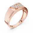Round Cut Moissanite Diamond Men's Asymmetric Curved Pave Gold Signet Ring - View 5