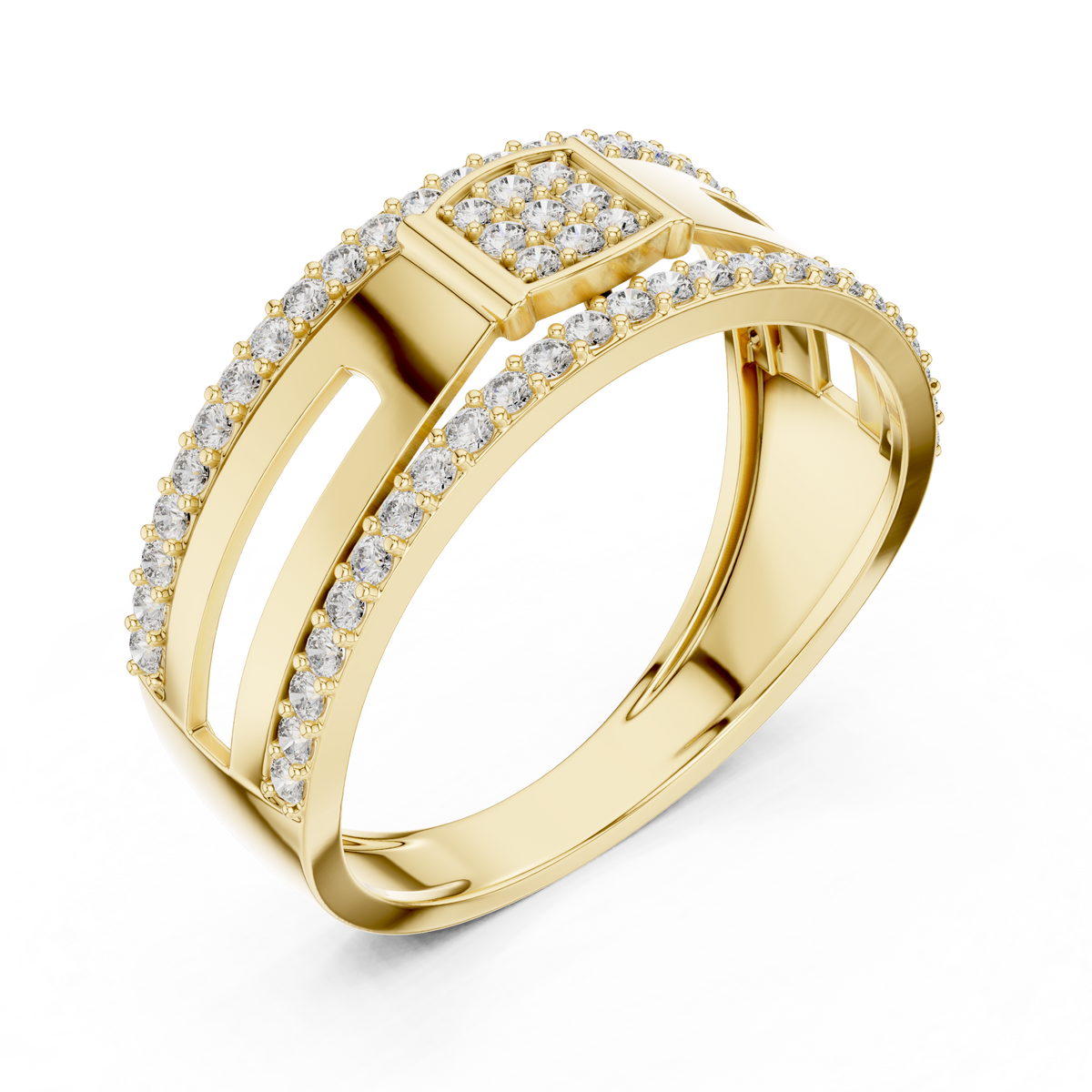 Round Cut Lab Grown Diamond Men's Modern Side Cutout Architectural Wedding Band - View 4