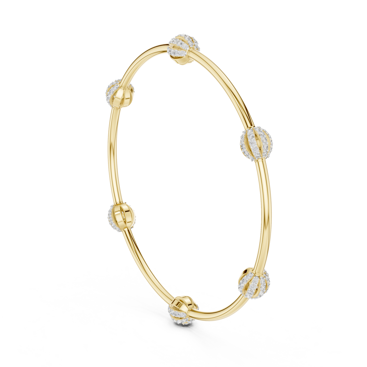 Round Lab Diamond Bracelet with Pave Studded Orb Accents - View 10